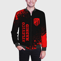 Бомбер мужской Atletico Madrid - red gradient вертикально, цвет: 3D-черный — фото 2
