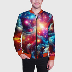 Бомбер мужской Colorfull neon space clouds - ai art fantasy, цвет: 3D-красный — фото 2