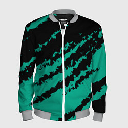 Мужской бомбер The color is black and turquoise