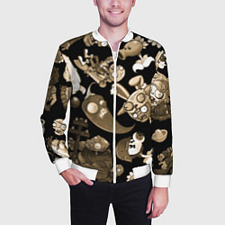 Бомбер мужской Растения против зомби в бежевом цвете, цвет: 3D-белый — фото 2