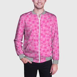 Бомбер мужской Малиново розовые пузыри и горохи, цвет: 3D-меланж — фото 2
