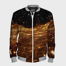 Бомбер мужской Золотистые крупицы на черном, цвет: 3D-меланж