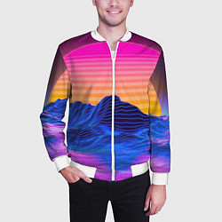 Бомбер мужской Неоновый закат, цвет: 3D-белый — фото 2