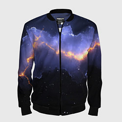 Бомбер мужской Молния в фиолетовом небе текстура, цвет: 3D-черный