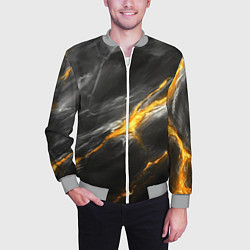 Бомбер мужской Серая текстура с золотым разломом, цвет: 3D-меланж — фото 2