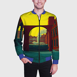 Бомбер мужской Арт с поездом, цвет: 3D-синий — фото 2