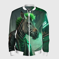Бомбер мужской Cyperpunk zebra, цвет: 3D-белый