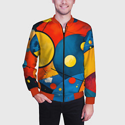 Бомбер мужской Динамичный красочный паттерн, цвет: 3D-красный — фото 2