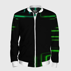 Бомбер мужской Black green color, цвет: 3D-белый