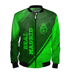 Бомбер мужской Real Madrid - green gradient вертикально, цвет: 3D-черный