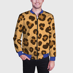 Бомбер мужской Коричневые пятна леопарда, цвет: 3D-синий — фото 2