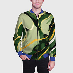 Бомбер мужской Зеленый природный паттерн, цвет: 3D-синий — фото 2
