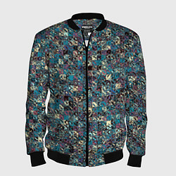 Бомбер мужской Бордово-голубой квадратный паттерн, цвет: 3D-черный