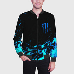 Бомбер мужской Monster energy голубые краски, цвет: 3D-черный — фото 2