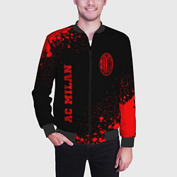 Бомбер мужской AC Milan - red gradient вертикально, цвет: 3D-черный — фото 2