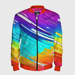 Бомбер мужской Радужные брызги краски текстура, цвет: 3D-красный