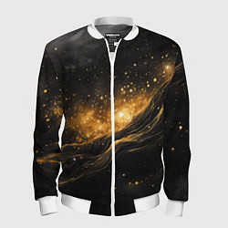 Мужской бомбер Золотистое сияние на черной текстуре