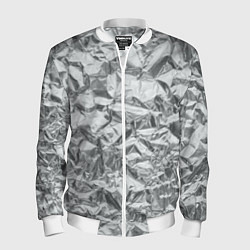 Мужской бомбер Серебряная фольга - мятая текстура