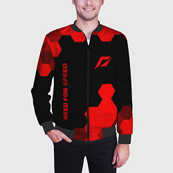 Бомбер мужской Need for Speed - red gradient вертикально, цвет: 3D-черный — фото 2