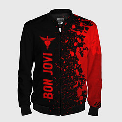 Бомбер мужской Bon Jovi - red gradient по-вертикали, цвет: 3D-черный