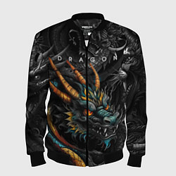 Бомбер мужской Японский дракон татуировка, цвет: 3D-черный