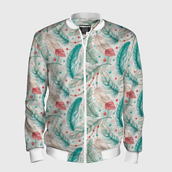 Бомбер мужской Бохо паттерн в мятных тонах, цвет: 3D-белый