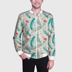 Бомбер мужской Бохо паттерн в мятных тонах, цвет: 3D-белый — фото 2