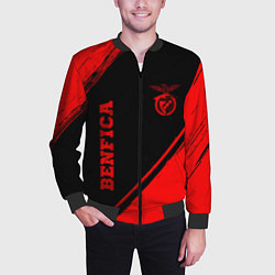 Бомбер мужской Benfica - red gradient вертикально, цвет: 3D-черный — фото 2