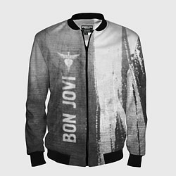 Бомбер мужской Bon Jovi - grey gradient по-вертикали, цвет: 3D-черный
