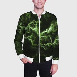 Бомбер мужской Lightning green glow, цвет: 3D-белый — фото 2