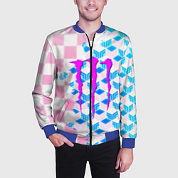 Бомбер мужской Monster energy neon anime, цвет: 3D-синий — фото 2