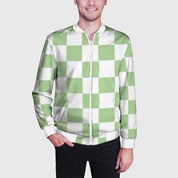 Бомбер мужской Квадраты зелёные, цвет: 3D-белый — фото 2