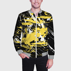 Бомбер мужской Желтая краска на черном, цвет: 3D-меланж — фото 2