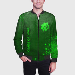 Бомбер мужской Gears of War - green gradient вертикально, цвет: 3D-черный — фото 2