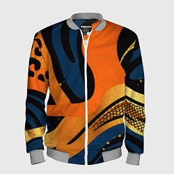 Бомбер мужской Леопардовый с синим и оранжевым, цвет: 3D-меланж