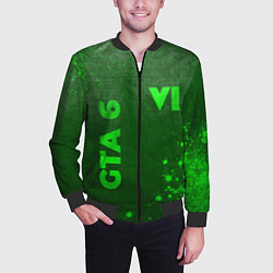 Бомбер мужской GTA 6 - green gradient вертикально, цвет: 3D-черный — фото 2