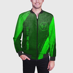 Бомбер мужской Twenty One Pilots - green gradient вертикально, цвет: 3D-черный — фото 2