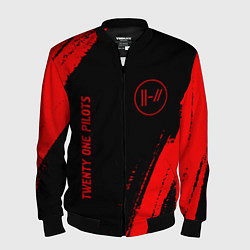 Бомбер мужской Twenty One Pilots - red gradient вертикально, цвет: 3D-черный