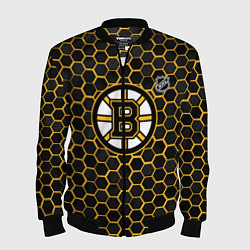 Бомбер мужской Бостон Брюинз - черные соты, цвет: 3D-черный