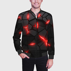 Бомбер мужской Красная неоновая броня, цвет: 3D-черный — фото 2