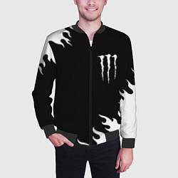 Бомбер мужской Monster energy белый огонь, цвет: 3D-черный — фото 2