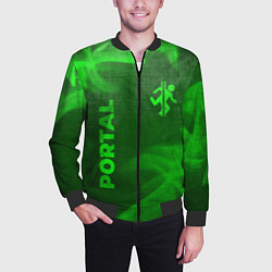 Бомбер мужской Portal - green gradient вертикально, цвет: 3D-черный — фото 2