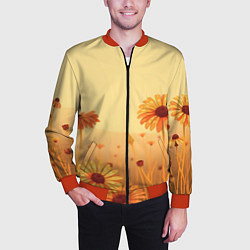 Бомбер мужской Цветы на закате, цвет: 3D-красный — фото 2