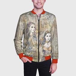 Бомбер мужской Девушки стимпанк, цвет: 3D-красный — фото 2