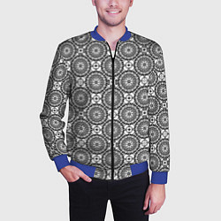 Бомбер мужской Черно белый кружевной узор, цвет: 3D-синий — фото 2