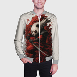 Бомбер мужской Демоническая панда самурай - нейроарт, цвет: 3D-меланж — фото 2