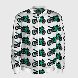 Бомбер мужской Motorcycle turquoise, цвет: 3D-белый