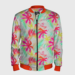Бомбер мужской Palm yellow pink, цвет: 3D-красный