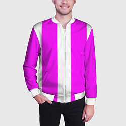 Бомбер мужской Color white pink line, цвет: 3D-белый — фото 2