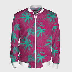 Бомбер мужской Palm pink light blue, цвет: 3D-белый
